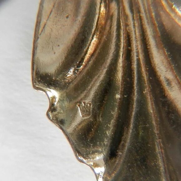 Vtg Gold Tone Single Leaf "Diamond Dust" Enamel Necklace Pendant Nature Floral - Picture 3 of 4